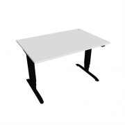 Pracovný stôl Motion, ZO, 3S, 120x61 - 128x80 cm, biela/čierna