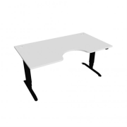 Pracovný stôl Motion Ergo, ZO, 3S, 160x61-128x90 cm, biela/čierna