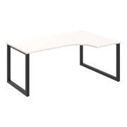 Pracovný stôl UNI O, ergo, ľavý, 180x75,5x120 cm, biela/čierna