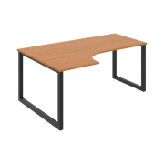 Pracovný stôl UNI O, ergo, pravý, 180x75,5x120 cm, jelša/čierna