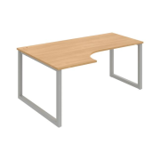 Pracovný stôl UNI O, ergo, pravý, 180x75,5x120 cm, dub/sivá