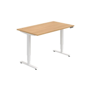 Pracovný stôl RUN, PO, 3S, 140x64,5-130,5x80 cm, dub/biela