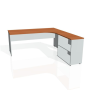 Pracovný stôl Gate, ergo, ľavý, 180x75,5x200 cm, čerešňa/sivá