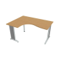 Pracovný stôl Flex, ergo, pravý, 160x75,5x120 (60x80) cm, buk/kov