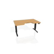 Pracovný stôl Motion Ergo, PO, 3S, 140x61-128x90 cm, buk/čierna
