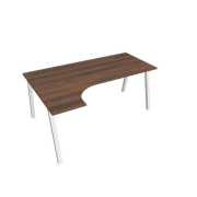 Pracovný stôl UNI A, ergo, pravý, 180x75,5x120 cm, orech/biela