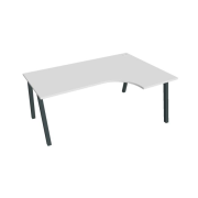 Pracovný stôl UNI A, ergo, ľavý, 180x75,5x120 cm, biela/čierna