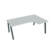 Pracovný stôl UNI A, ergo, ľavý, 180x75,5x120 cm, sivá/čierna