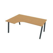 Pracovný stôl UNI A, ergo, pravý, 180x75,5x120 cm, buk/čierna