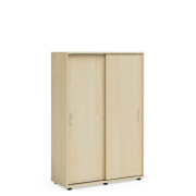 Policová skriňa BASIC, posuvné dvere bez zámku, 100x40x147,9cm, breza
