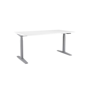 Výškovo nastaviteľný stôl BASIC, 2-motorový, 138x80 cm, podnož sivá + doska biela