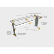 Pracovný stôl Cross, ergo, ľavý, 180x75,5x200 cm, jelša/kov