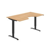 Pracovný stôl Motion Ergo, ZO, 2S, 160x70,5-120,5x90 cm, dub/čierna
