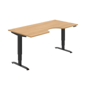 Pracovný stôl Motion Ergo, PO, 3S, 180x61-128x90 cm, dub/čierna