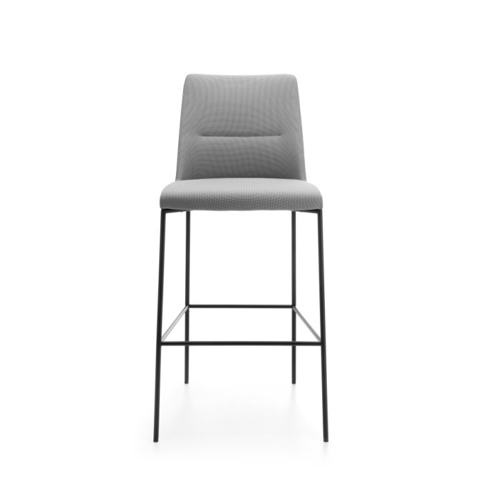 Barová stolička Chic, výška sedu 79 cm, rám čierny, látka Next NX-12 sivá